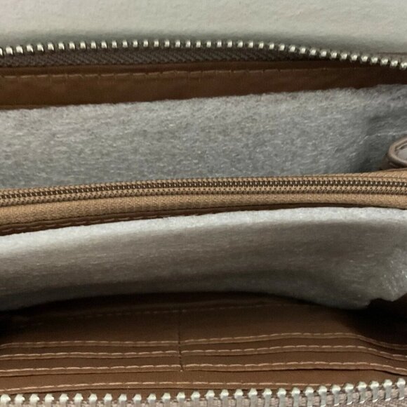 Women's Zip Around Rectangular Cognac Wallet - Picture 4 of 5